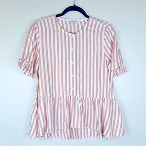 Madewell Boho Women’s Top Ruffle Flounce Lightweight Button Down Shirt